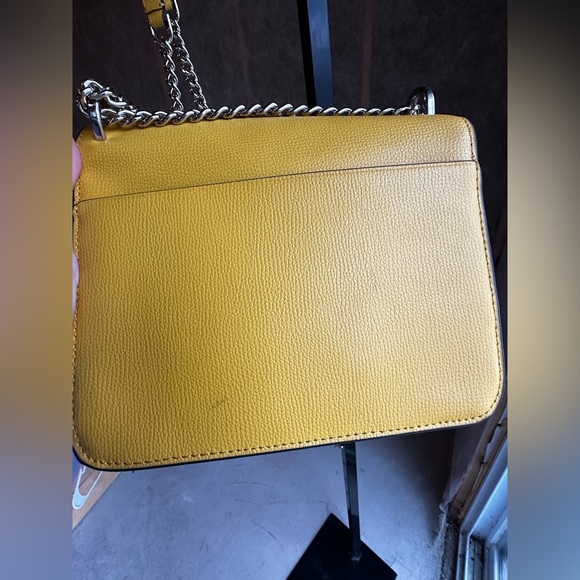 Kate Spade Remi Flap Sunflower Yellow Leather Crossbody Gold Chain Strap - Picture 10 of 13